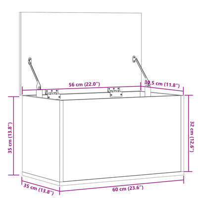 vidaXL Säilytyslaatikko musta 60x35x35 cm tekninen puu