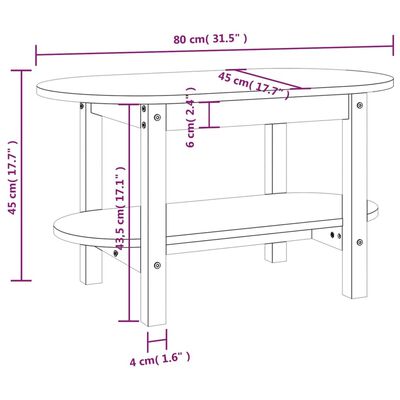 vidaXL Sohvapöytä musta 80x45x45 cm täysi mänty