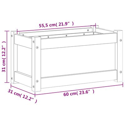 vidaXL Ulkokukkalaatikko 60x31x31 cm täysi mänty