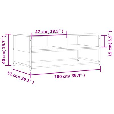 vidaXL Sohvapöytä ruskea tammi 100x51x40 cm tekninen puu