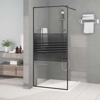 vidaXL Walk-in suihkuseinäke musta 90x195 cm kirkas ESG-lasi