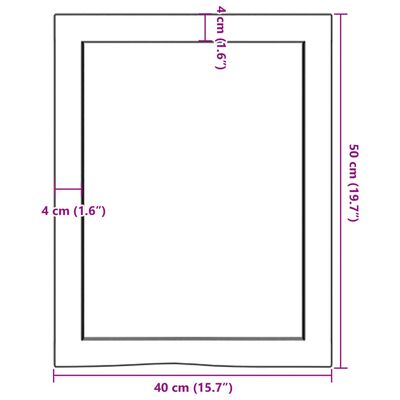 vidaXL Kylpyhuoneen työtaso v.ruskea 40x50x(2-6)cm käsitelty täysi puu