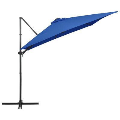 vidaXL Aurinkovarjo cantilever LED/terästolppa 250x250 cm sininen