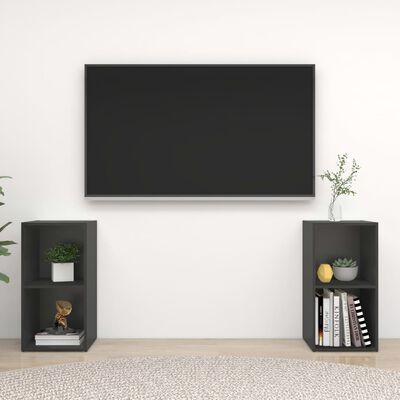 vidaXL TV-tasot 2 kpl harmaa 72x35x36,5 cm tekninen puu