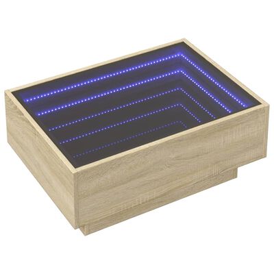 vidaXL Sohvapöytä LED-valoilla Sonoma-tammi 70x50x30 cm tekninen puu