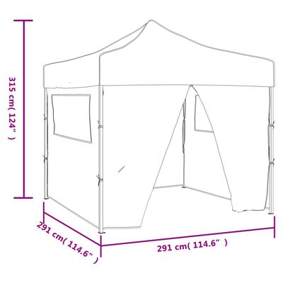 vidaXL Kokoontaitettava juhlateltta 4 seinällä 3x3 m sininen