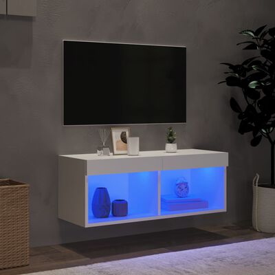 vidaXL TV-taso LED-valoilla valkoinen 80x30x30 cm