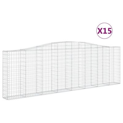 vidaXL Kaarevat kivikorit 15 kpl 400x30x120/140 cm galvanoitu rauta