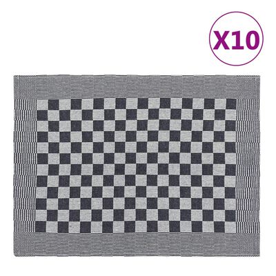 vidaXL Keittiöpyyhkeet 10 kpl mustavalkoinen 50x70 cm puuvilla