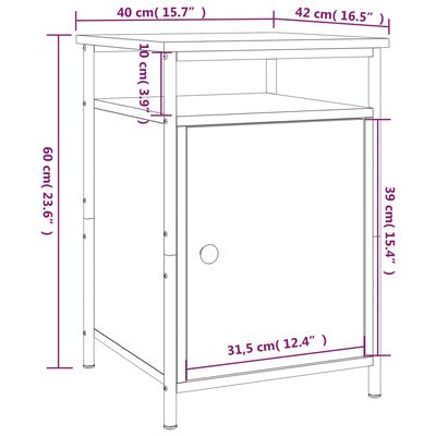 vidaXL Yöpöydät 2 kpl harmaa Sonoma 40x42x60 cm tekninen puu