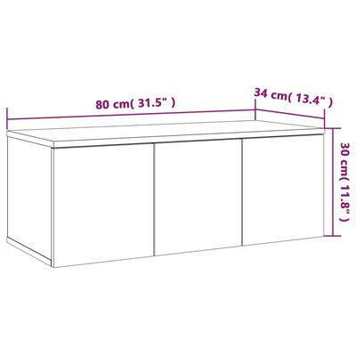 vidaXL TV-taso harmaa Sonoma 80x34x30 cm tekninen puu