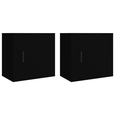 vidaXL Seinäkiinnitettävät yöpöydät 2 kpl musta 50x30x47 cm