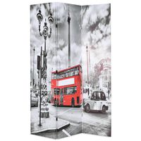 vidaXL Taitettava tilanjakaja Lontoon bussi 120x170 cm mustavalkoinen