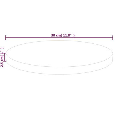 vidaXL Pyöreä pöytälevy Ø30x2,5 cm käsittelemätön täysi tammi