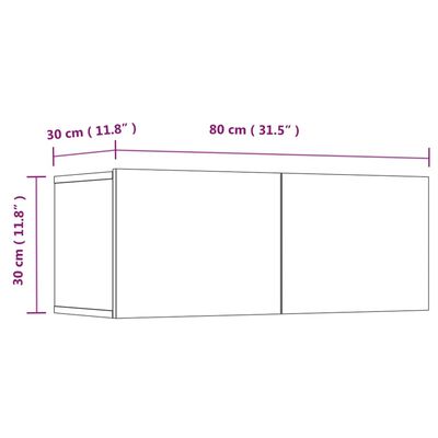 vidaXL TV-tasot 2 kpl musta 80x30x30 cm tekninen puu