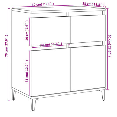 vidaXL Senkki ruskea tammi 60x35x70 cm tekninen puu