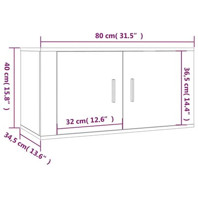 vidaXL Seinäkiinnitettävät TV-kaapit 2 kpl savutammi 80x34,5x40 cm