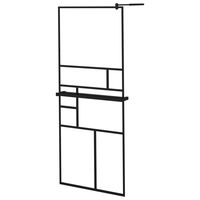 vidaXL Suihkuseinäke hyllyllä musta 80x195 cm ESG lasi ja alumiini