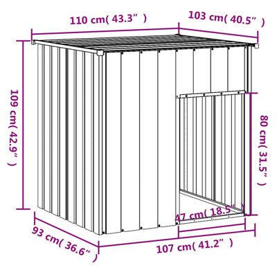 vidaXL Koirankoppi katolla antrasiitti 110x103x109 cm galvanoitu teräs