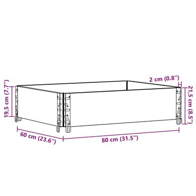 vidaXL Kuormalavan reunus harmaa 80x60 cm täysi mänty