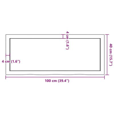 vidaXL Seinähylly 100x40x(2-4) cm käsittelemätön täysi tammi