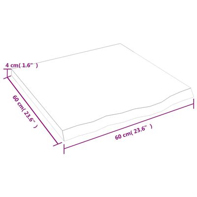 vidaXL Kylpyhuoneen työtaso v.ruskea 60x60x(2-4)cm käsitelty täysi puu