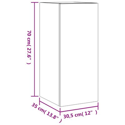 vidaXL TV-seinäkaappi LED-valoilla musta 30,5x35x70 cm