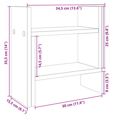 vidaXL Pöydän järjestäjä Sonoma-tammi 34,5x15,5x35,5 cm tekninen puu