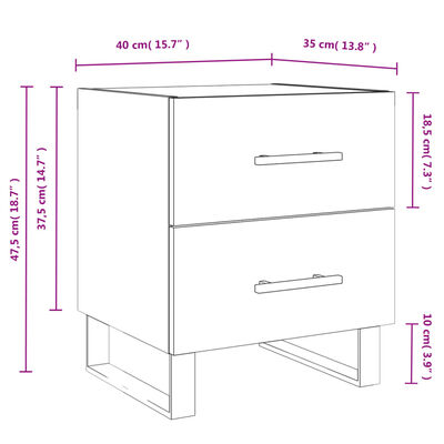 vidaXL Yöpöydät 2 kpl ruskea tammi 40x35x47,5 cm tekninen puu