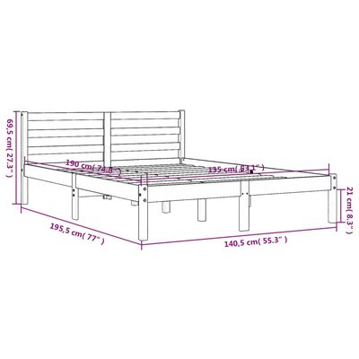 vidaXL Sängynrunko ilman patjaa vahanruskea 135x190 cm täysi mänty