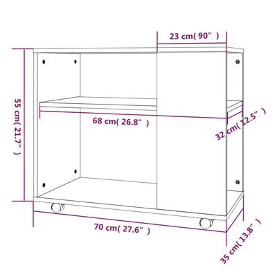 vidaXL Sivupöytä ruskea tammi 70x35x55 cm tekninen puu