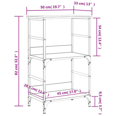 vidaXL Kirjahylly musta 50x33x82 cm tekninen puu