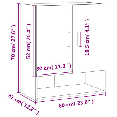 vidaXL Seinäkaappi musta 60x31x70 cm tekninen puu