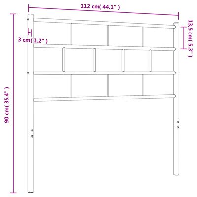 vidaXL Metallinen sängynpääty valkoinen 107 cm