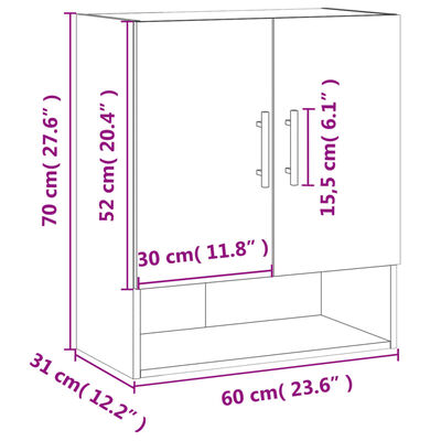 vidaXL Seinäkaappi musta 60x31x70 cm tekninen puu