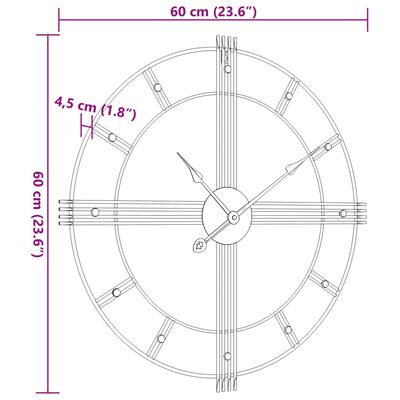 vidaXL Seinäkello musta Ø60 cm rauta