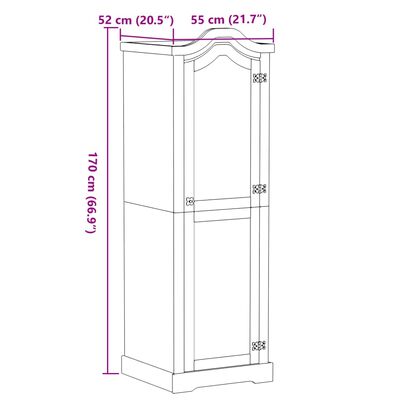 vidaXL Vaatekaappi Corona 55x52x170 cm täysi mänty