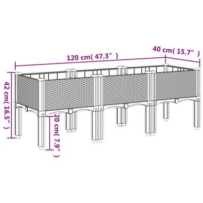 vidaXL Kukkalaatikko jaloilla ruskea 120x40x42 cm PP