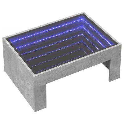 vidaXL sohvapöytä Infinity LED-valoilla betoninharmaa 70x50x30 cm