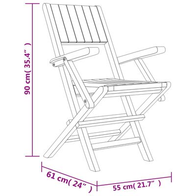 vidaXL Kokoontaitettavat puutarhatuolit 6 kpl 55x61x90 cm täysi tiikki