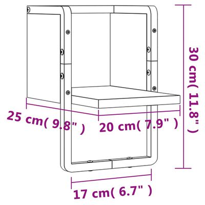 vidaXL Seinähylly tangolla ruskea tammi 20x25x30 cm