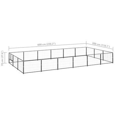 vidaXL Koiranhäkki musta 18 m² teräs