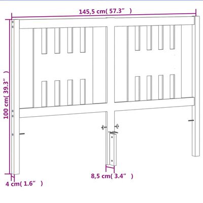 vidaXL Sängynpääty ruskea 140 cm täysi mänty