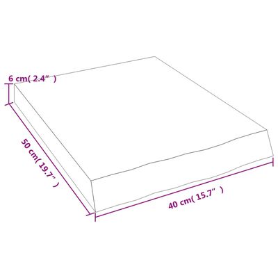 vidaXL Kylpyhuoneen työtaso v.ruskea 40x50x(2-6)cm käsitelty täysi puu