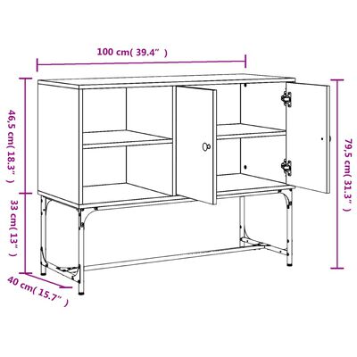 vidaXL Senkki harmaa Sonoma 100x40x79,5 cm tekninen puu