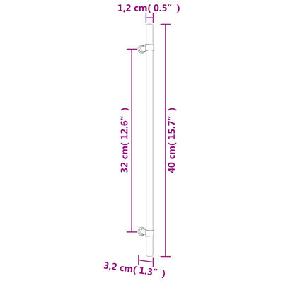 vidaXL Kaapin kahvat 20 kpl hopea 320 mm ruostumaton teräs