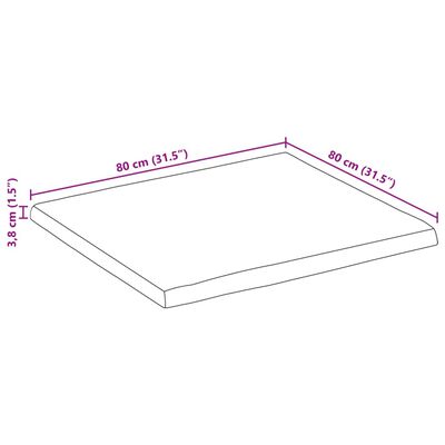 vidaXL Pöytälevy elävä reuna 80x80x3,8 cm täysi karkea mangopuu