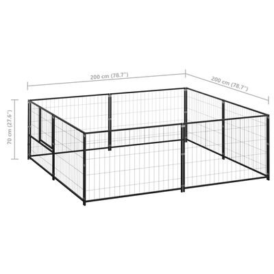 vidaXL Koiranhäkki musta 4 m² teräs