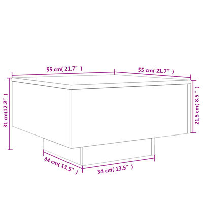 vidaXL Sohvapöytä harmaa Sonoma 55x55x31 cm tekninen puu