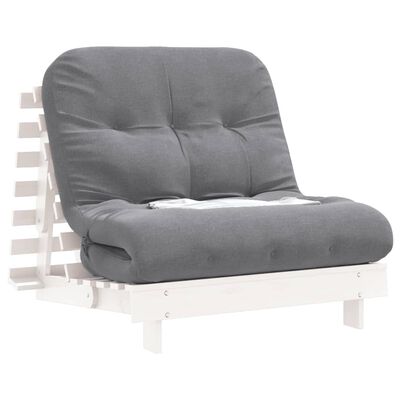 vidaXL Futon vuodesohva patjalla valkoinen 90x206x11 cm täysi mänty